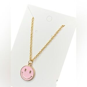 Gold plated smiley face necklace